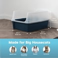 thumbnail image 2 of Caja de arena para gatos IRIS USA XXL con la parte superior abierta, 30 de largo x 20 de ancho x 14 de alto, azul marino, 2 of 6