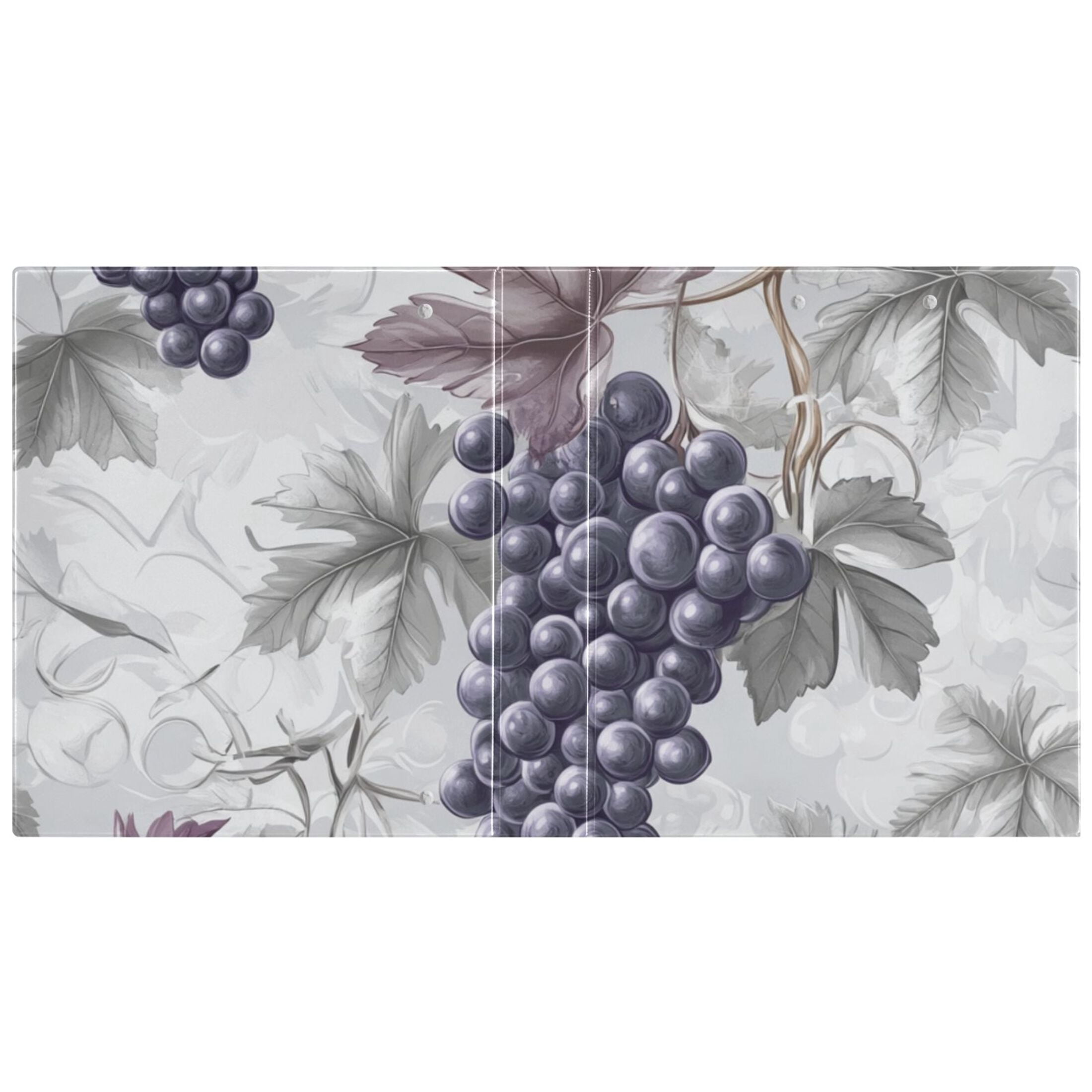 Purple Grapes Leaves 3 Ring Binders 1.5 inch Hardcover File Folders with Interior Pockets A4 Size Organizer for School Office Hospital Set of 2