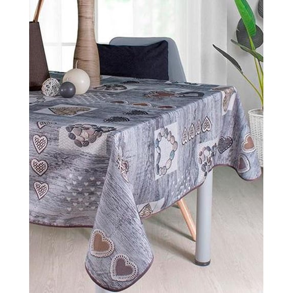 Cuore 100% Polyester, Stain Resistant Tablecloth 78 x 59 inch