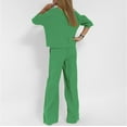 thumbnail image 7 of GILIGEGE Linen Sets for Women 2 Piece Summer Ladies' Casual Summer Solid Color Short Sleeved Cotton and Linen Top Loose Pants Set Wide Leg Pants Tracksuit Lounge Matching Sets Green Xl, 7 of 7