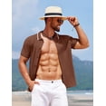thumbnail image 4 of COOFANDY Men's Knit Short Sleeve Button Down Shirt Summer Beach Casual Vintage Shirt Knitted Shirts, 4 of 6
