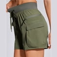 thumbnail image 3 of Karight Womens High Waisted Cargo Hiking Shorts Quick Dry Drawstring Zipper Pocket Athletic Workout Shorts, 3 of 4