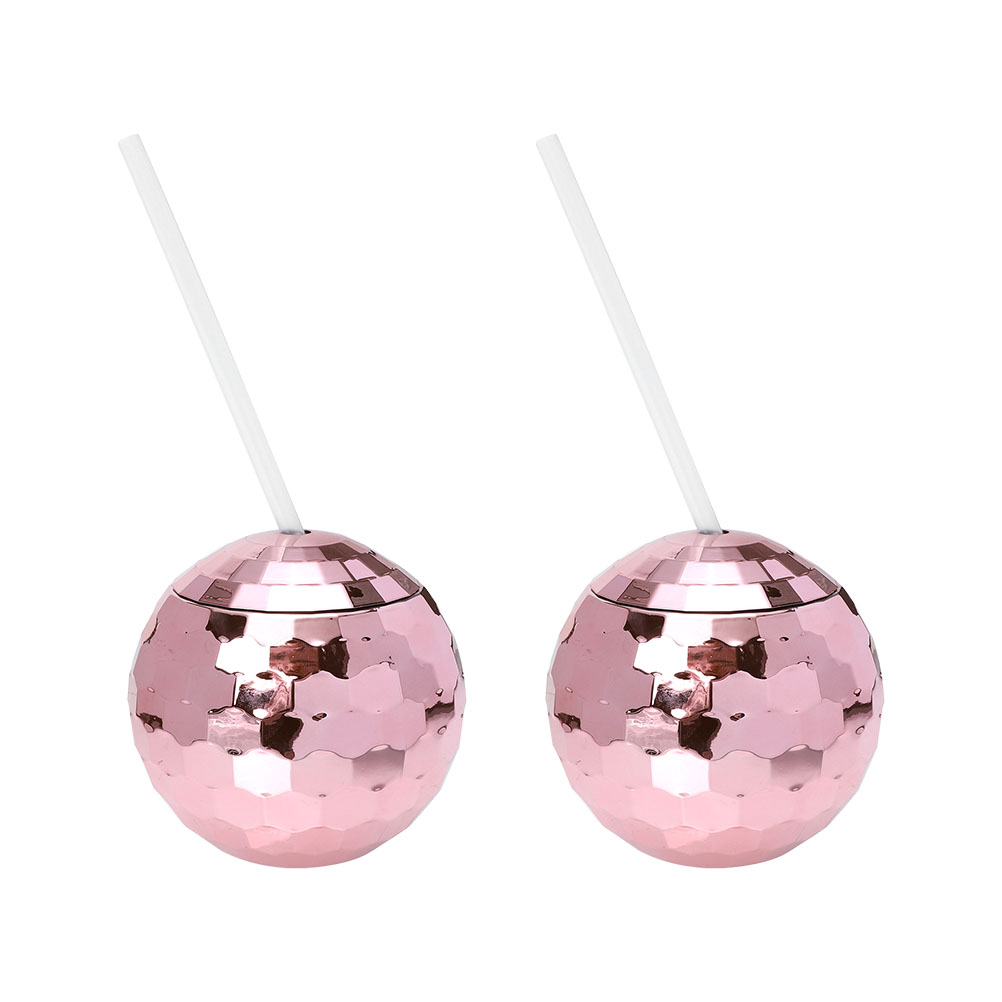 Frcolor Disco Ball Cup Cups Party Tumbler Drink Drinking Cocktail Straw