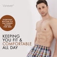 thumbnail image 5 of Men's Woven Boxer Shorts 3-Pack - 5 Plaid Patterns, Premium Cotton, Comfortable Elastic Waist, Button Fly, Casual Underwear for Daily Wear, Red Plaid Pack, M, 5 of 8