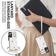 thumbnail image 4 of Crossbody Strap Wallet Case for Samsung Galaxy Note 20 with Wrist Strap, 360° Rotating Ring Kickstand & Card Holder PU Leather Purse Magnetic Snap Zipper Case Cover for Galaxy Note 20, White, 4 of 9