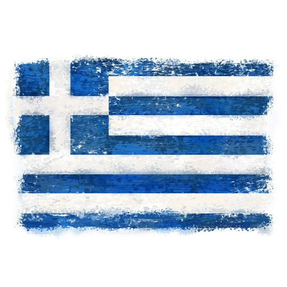 Greece, Watercolor Flag (36x54 Giclee Gallery Art Print, Vivid Textured Wall Decor)