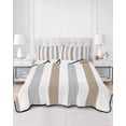 thumbnail image 3 of Quilts Twin XL Size, Brown Grey Stripe Soft Comforter Bedding Set for Bed, Modern Farmhouse Vertical Striped Lightweight Quilted Bedspread with Pillow Cover(2 Pieces) for All Season, 68x98 Inch, 3 of 6