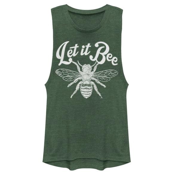 Junior's CHIN UP Let It Bee Festival Muscle Graphic Tee Pine Green Heather X Large