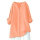 thumbnail image 3 of Ropa de mujer,Blusa de lino con cuello en V para mujer, manga larga, suelta, con botones delanteros, tejido de mezcla suave, ideal para uso informal en casa, sopatenor, 3 of 9