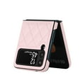 thumbnail image 4 of Techcircle Case for Samsung Galaxy Z Flip 3 6.7" 2021, Elegant PU Leather Backplane + Diamond Pattern Rugged PC Shell Anti-drop Full Protective Stylish CaseFor Samsung Galaxy Z Flip 3,Pink, 4 of 5