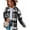 Gray, variant on Women's Checked Cowl Neck Plaid Jacket - Long Sleeve Button Front Lightweight Jacket S-2XL