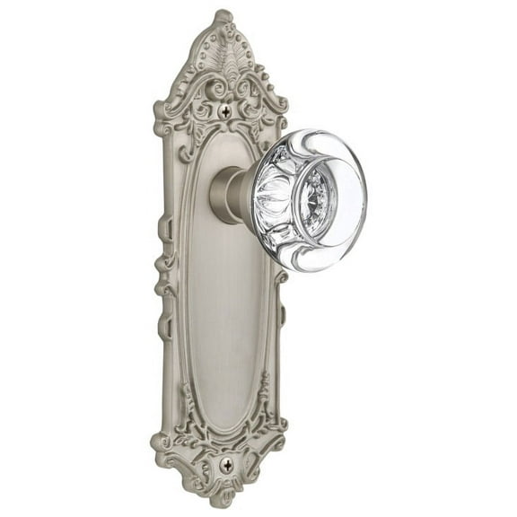 Nostalgic Warehouse Vicrcc_Prv_238_Nk Round Clear Crystal Solid Brass Privacy Door Knob