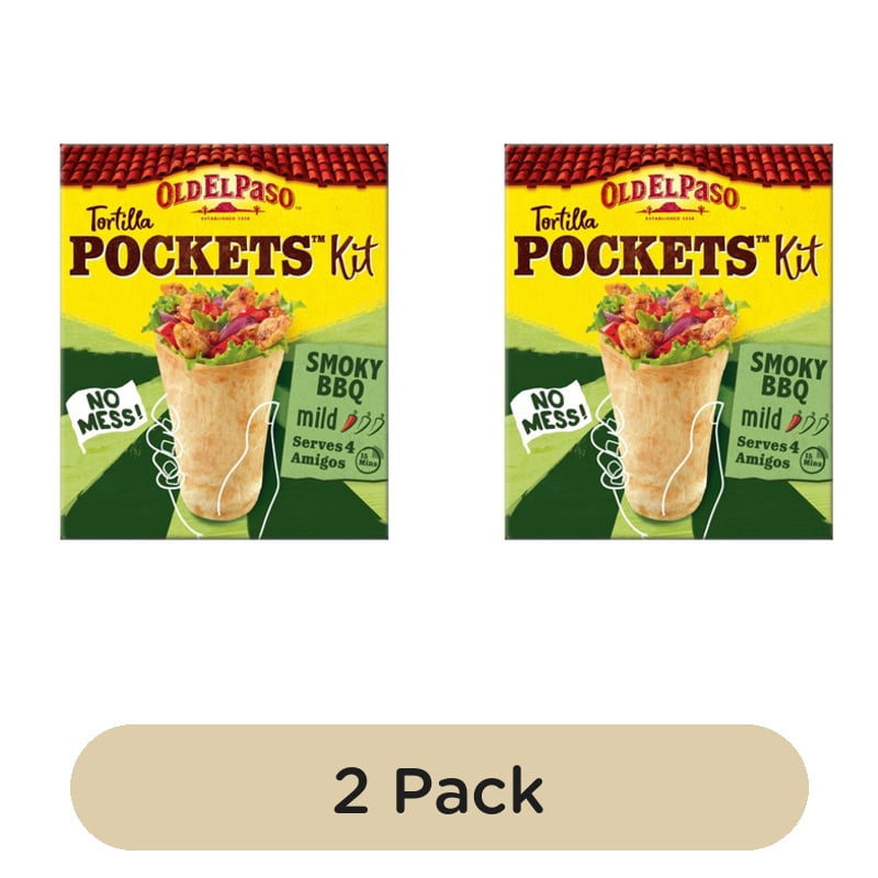 Old El Paso 8 Mild Smoky BBQ Tortilla Pocket Kits 380g, British Import (Pack of 2)