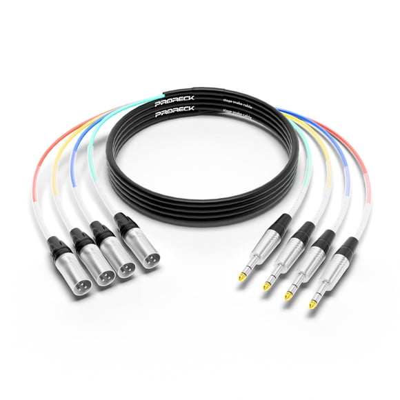 Snake Cable PRORECK, audio blindado de 4 canales, 15 m, TRS a XLR