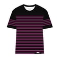 thumbnail image 6 of Vmvidoty Women's Summer Tops Dressy Casual Short Crew Neck Striped Shirts Hot Pink L, 6 of 6