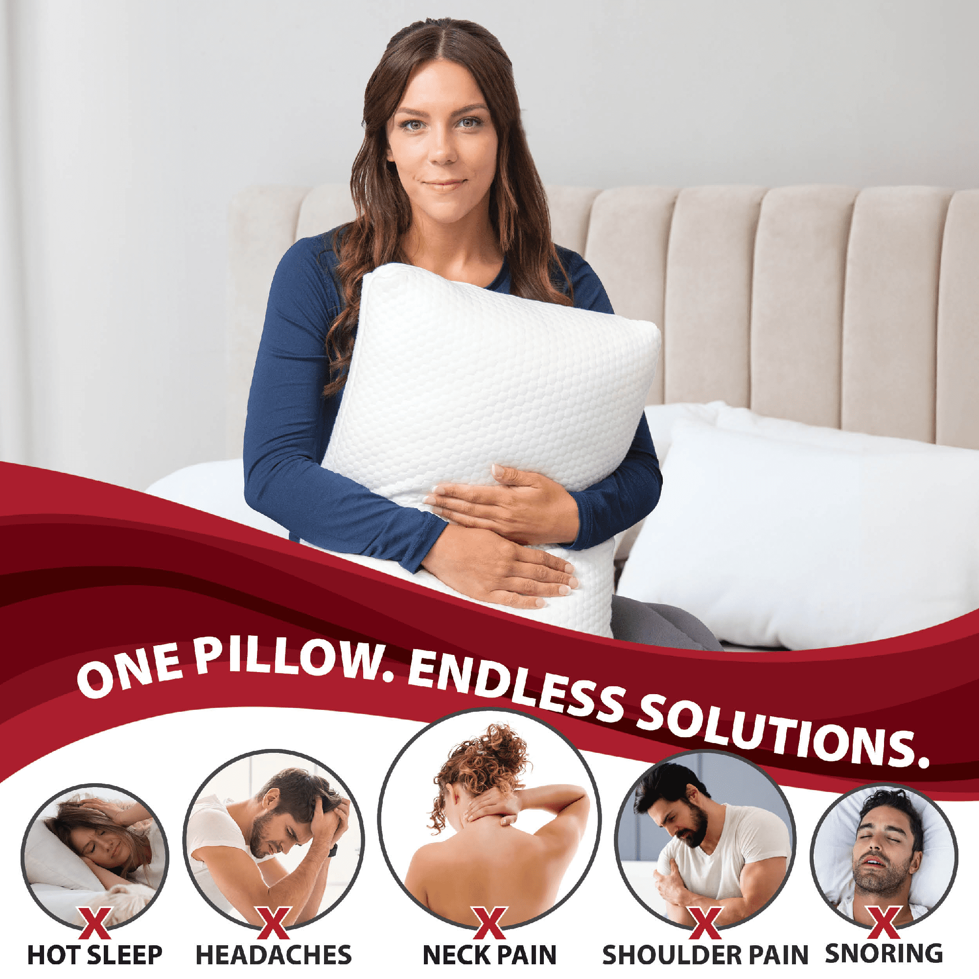 Core Products Adjustable Pillow - Customizable Loft with Alternative-Down Fill for Side, Back, or Stomach Sleeping; Cooling Gel Memory Foam Keeps You Cool and Comfortable - Standard Size