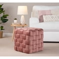 thumbnail image 5 of DeeHome Square Braided 16" Ottoman in Blush Pink Velvet by LumiSource, 5 of 6
