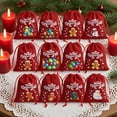 thumbnail image 3 of 12 Pcs Christmas Burlap Gift Bags, Small Treat Goody Bags with Drawstrings for Christmas, Featuring 12 Designs for Xmas and New Year Party Favors and Supplies, 3 of 5