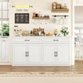 thumbnail image 3 of Hiphuta 63"Extended Wide Large Buffet Cabinet with 2 Drawers, Modern Coffee Bar Sideboard with Dusty-proof Base for Living Room and Entryway, White, 3 of 7