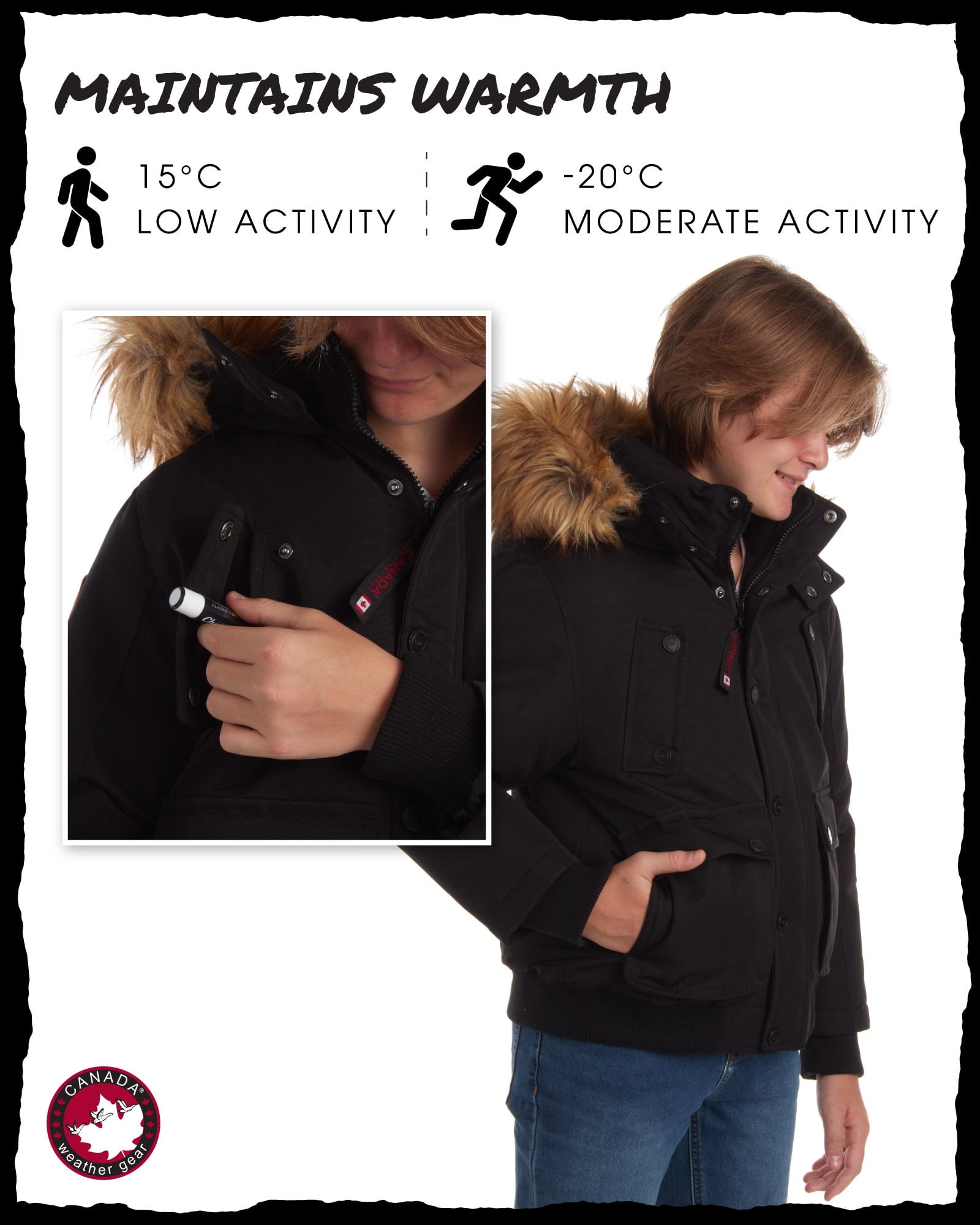 CANADA WEATHER GEAR Boys' Winter Coat - Heavyweight Bomber Parka Ski Jacket (Size: 8-20)