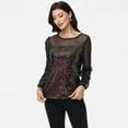 thumbnail image 7 of Women's Sheer Mesh Long Sleeve Top with Sequin Front Panel and Crew Neckline - Large, Multicolor, 7 of 7