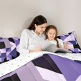 thumbnail image 5 of Manfei Chic Abstract Stripes Full Size Comforter Sets for Adult, Purple Rectangle Geometric Bedding Comforter Set, Retro Artwork Reversible Bedding Sets, Super Cozy Room Decor, 3-Piece, 5 of 8