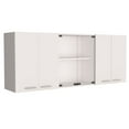thumbnail image 3 of Shunda K 2 Piece Kitchen Set, Kitchen Island Cart + 150 Wall Cabinet Glass, White / Light Oak, 3 of 6