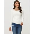 thumbnail image 2 of Unique Bargains Women's Side Shirring Ruched Tops Long Sleeve Basic T-Shirt M White, 2 of 6