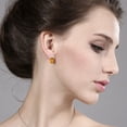 thumbnail image 3 of Gem Stone King 10K Yellow Gold Stud Earrings Emerald Cut Citrine Moissanite (3.42 Cttw), 3 of 5
