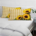 thumbnail image 3 of Spring Sunflowers Pillow Covers, Linen Long Throw Pillow Case, Yellow White Plaid Farmhouse Rustic Holiday Pillow Protector Decorative Cushion Cover for Living Room/Bedroom 20" x 30", 3 of 8