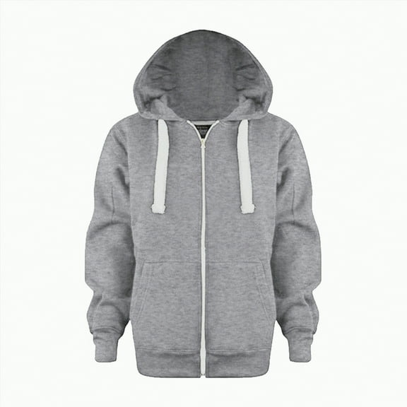 UAYOTSE Sweatshirt Color Solid Zip Jackets Long Hoodie Top Sleeve Up Girls Kids Boys Coat&jacket(Style2-Grey,7-8 Years)