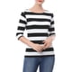 thumbnail image 5 of Camisetas de rayas para mujer Inspire Chic, corte ajustado, mangas de codo, cuello barco, talla XS, negro y blanco, 5 of 7