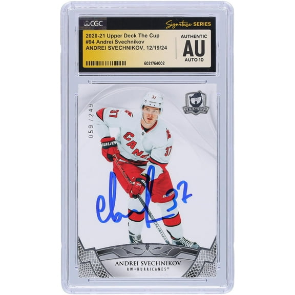 Andrei Svechnikov Carolina Hurricanes Autographed 2020-21 Upper Deck The Cup #94 #/249 CGC Fanatics Witnessed Authenticated Auto 10 Card - Fanatics Authentic Certified