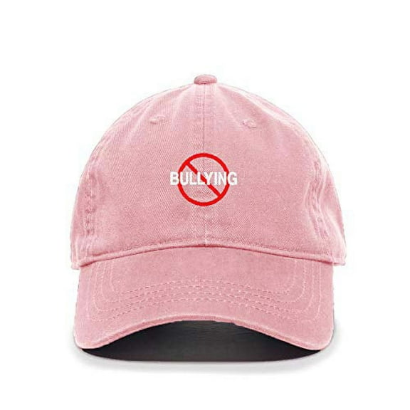 No Bullying Baseball Cap Embroidered Cotton Adjustable Dad Hat Light Pink