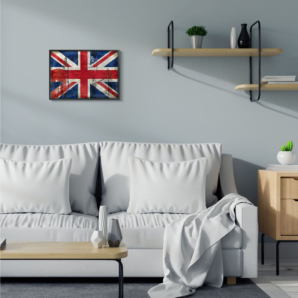 Stupell Industries English Flag And Landmarks Design Framed Wall Art by Luke Wilson
