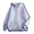 thumbnail image 4 of Women's Zip Up Hoodie Cancer Awareness Pullover Long Sleeve Casual Jacket with Pocket and Drawstring for Everyday Wear, 4 of 6