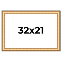 32x21 Frame Gold Plein Aire Solid Wood Picture Frame Width 2 Inches | Interior Frame Depth 0.5