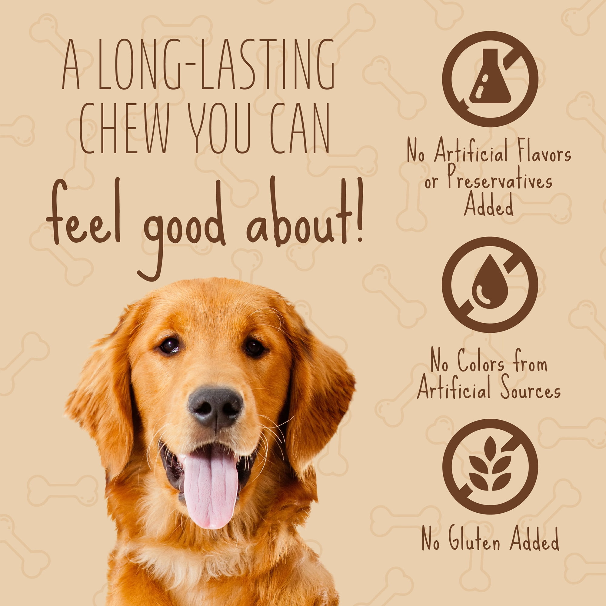 Better Belly Kabobs with Real Peanut Butter, Highly Digestible Rawhide Chews, 10 Count