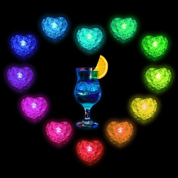 LINLIN Glaçons à DEL pour Boissons, Glaçons en Forme de Cœur Capteur Liquide Activés par l'Eau Lumineux pour Fournitures de Bar à la Maison Décoration de Fête d'Été Mariage