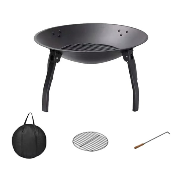 Parrilla de carbón portátil Strade Fareast Limited para leña hoguera exteriores patas plegables 4 piezas