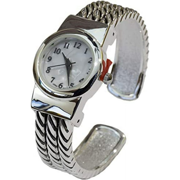 Blekon Collections Women's Petite Mother of Pearl Rope Bracelet Cuff Watch