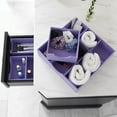 thumbnail image 4 of Household Essentials 3-Compartment Drawer Organizers, Pack of 2, Sturdy Chipboard Base with Soft Polyester Linen Covering, Fashionable Organization Solution, 3” H x 6” W x 12” D, Iris, 4 of 9