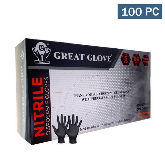 Great Glove Nitrile Powder-Free Disposable Gloves. Black, X-Large 1 inner of 95 pcs.