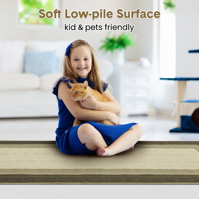 Modern Abstract Runner Rug 2x6 Washable Hallway Runner Rug, Non Slip Non-Shedding Soft Floor Carpet, Low-Pile Minimalist Bordered Runner for Bedside Laundry Bathroom, Brown