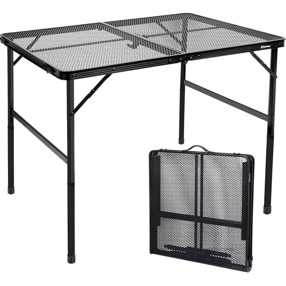 Folding Table, Easy for Storage, Compact Portable Picnic Table for Grill, Outdoor Camping, Garden, Patio, Dining, BBQ, Party, Market, 4Ft (Large, Black)