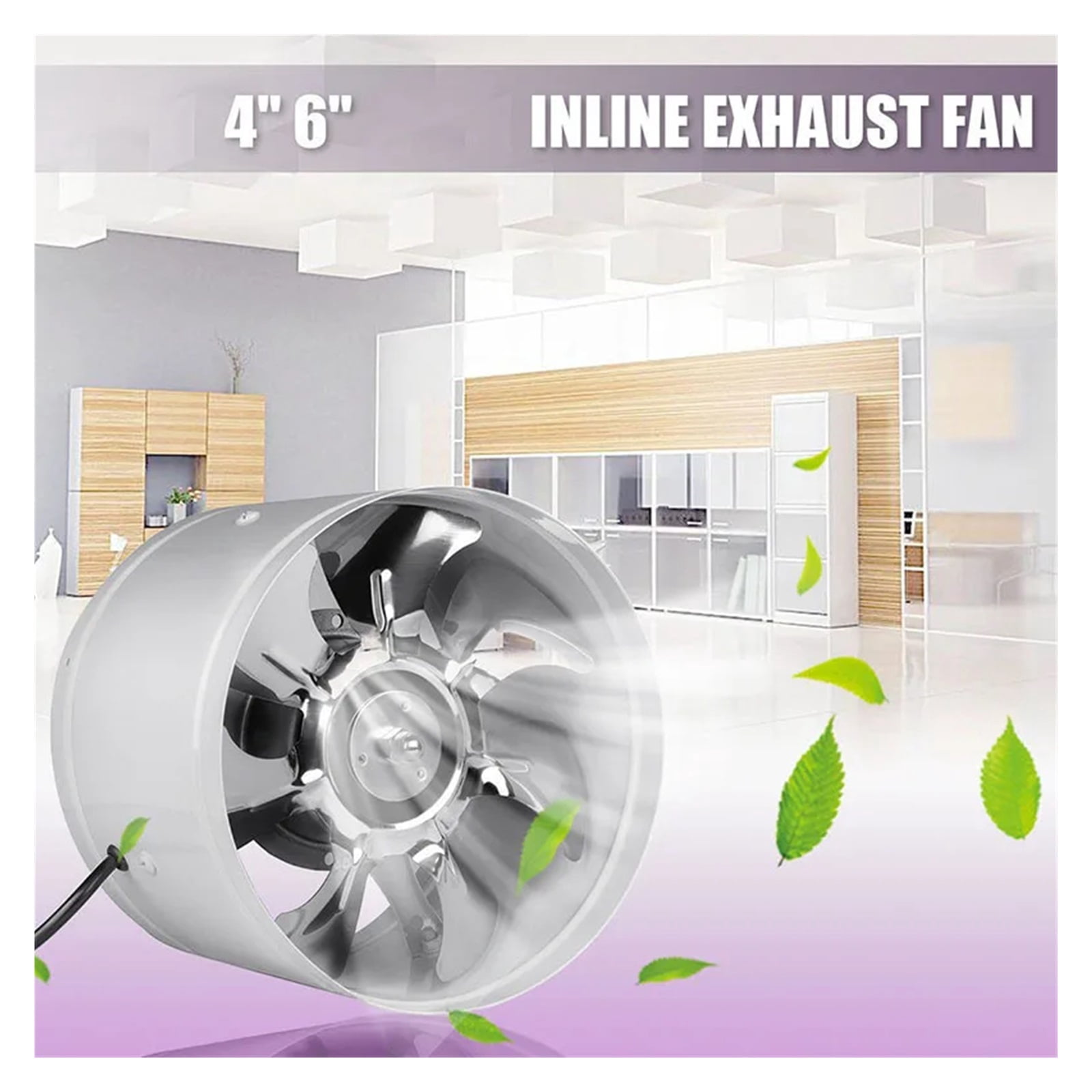 4Inch/6Inch Inline Duct Fan Booster Exhaust Blower Air Cooling Vent Metal Blades ,Energy-Efficient