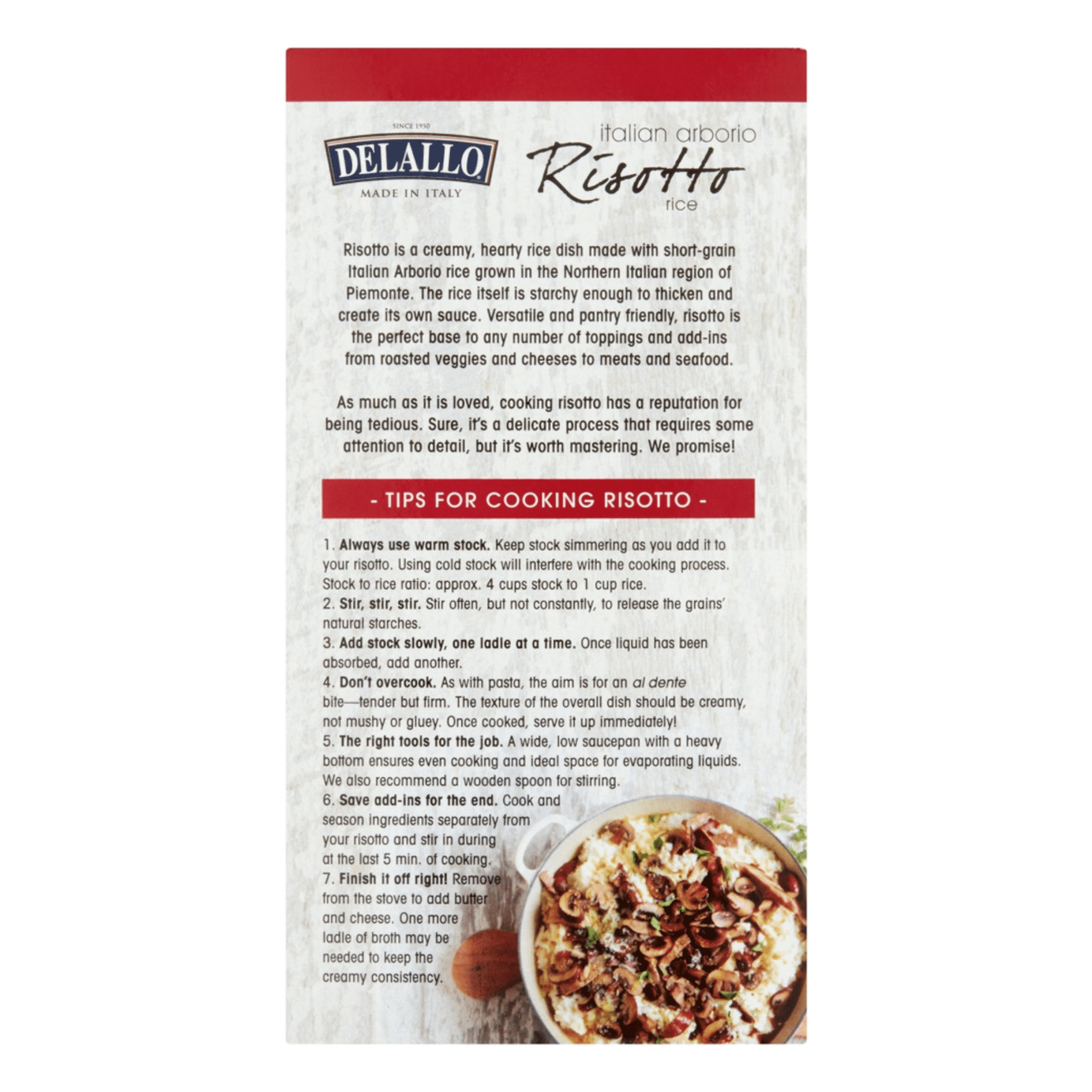 DeLallo Arborio Rice, for Risotto, Made in Italy, 17.6 oz Box, (3 Pack)