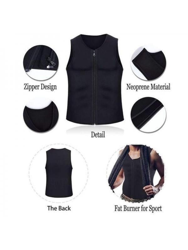Men Waist Trainer Gym Sauna Sweat Suit Zipper Sports Shirt Body Shaper Vest US