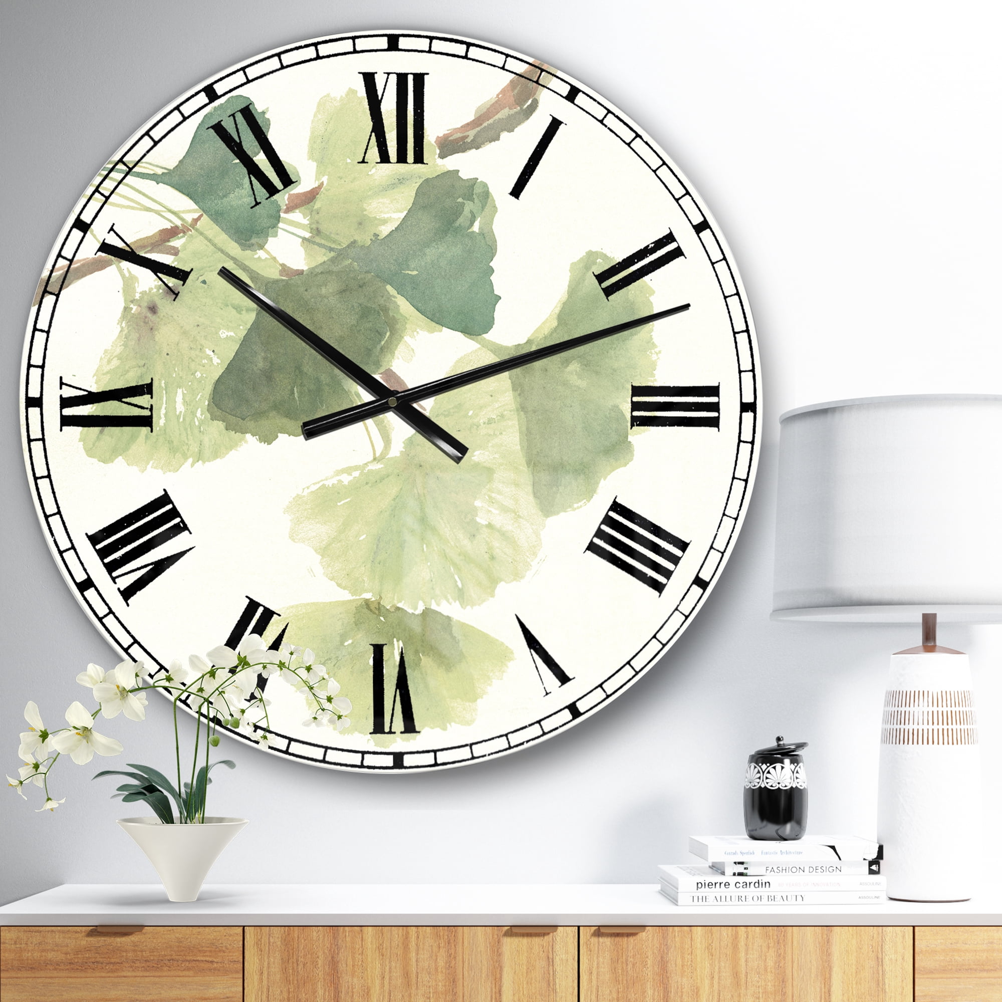 Designart Oversized White Analog Round Cabin Lodge Modern Wall Clocks, CLM30584-C23