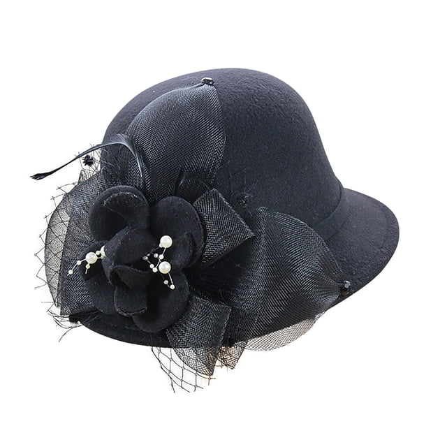 Chapeau Melon Petit pour Femme, Automne et Hiver, Fleurs, Rond, Décontracté, Style Bassin de Pêcheur